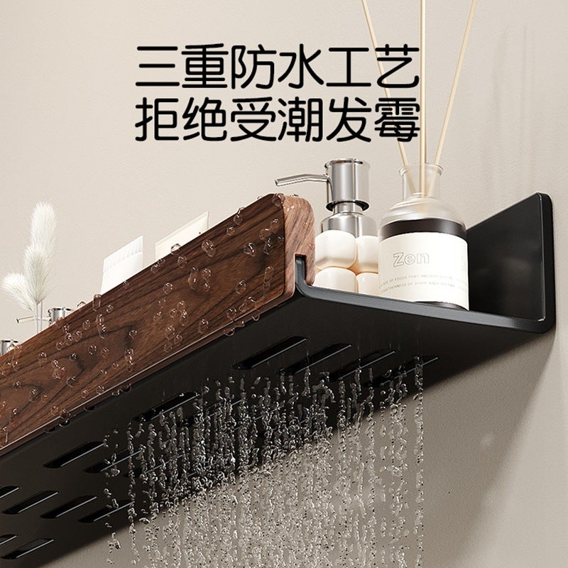Walnut Bathroom Bathroom Storage Rack Toilet Wash Desk Toilet Wall Hole-Free Storage Shelf - Image 4